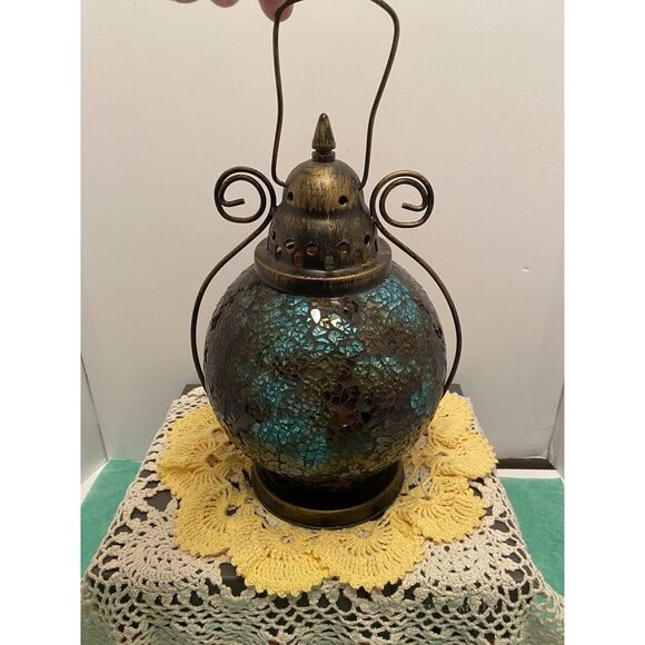 Turkish Moroccan  Mosaic Lamp Light Pendant Lantern icy blue, Green,‎ Brown. - Picture 5 of 11